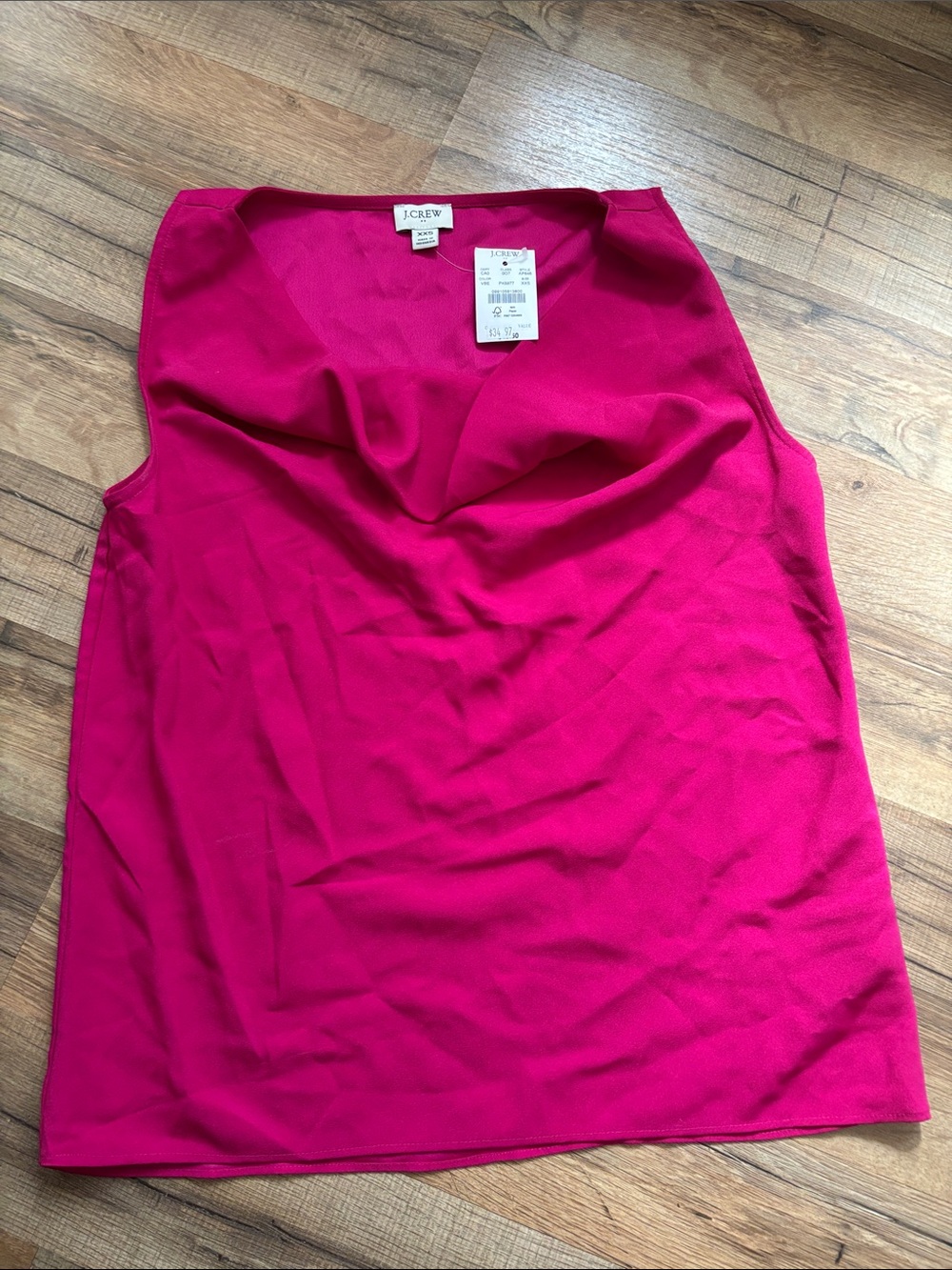 J. Crew Hot Pink Sleeveless Cowl Neck Tank